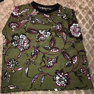 Topshop olive floral top